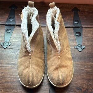 Minnetonka Suede Ankle Moccasin Booties with Faux Fur Lining